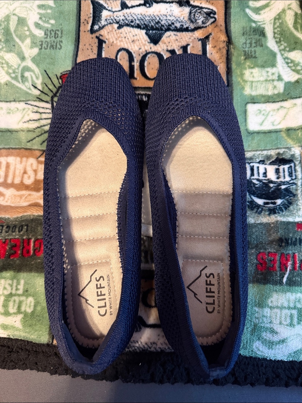 Cliffs by WHITE MOUNTAIN Navy Knit Slip-On Flats
